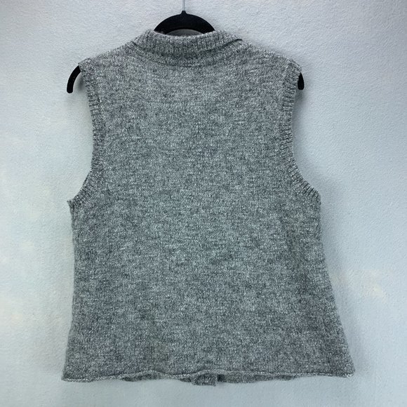 J Jill Sweater Womens Large Gray Vest Button Up Wool Alpaca Blend Sleeveless - Picture 5 of 13